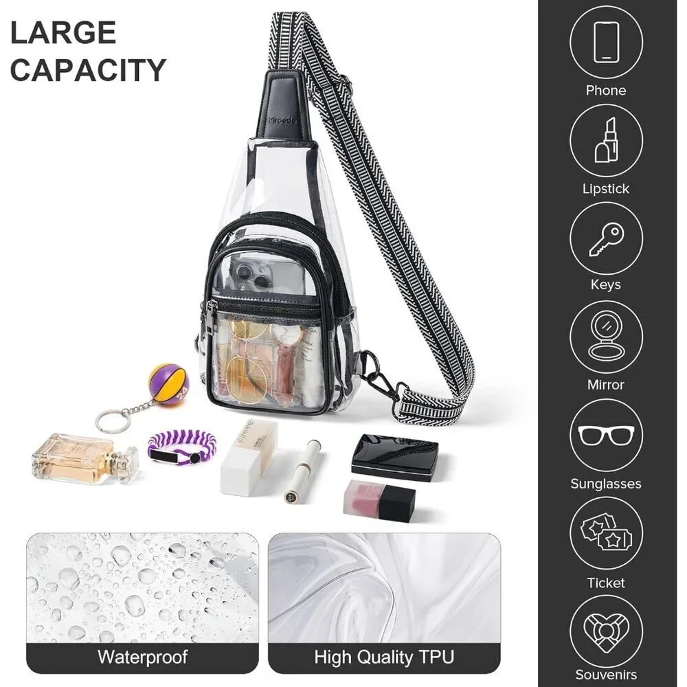 Clear Stadium Bag Crossbody Compact Durable for Concert Sports Events